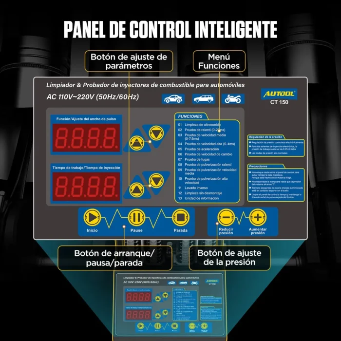 Maquina de Inyectores Autool 4 Cilindros con Tina de Ultrasonido - Imagen 6