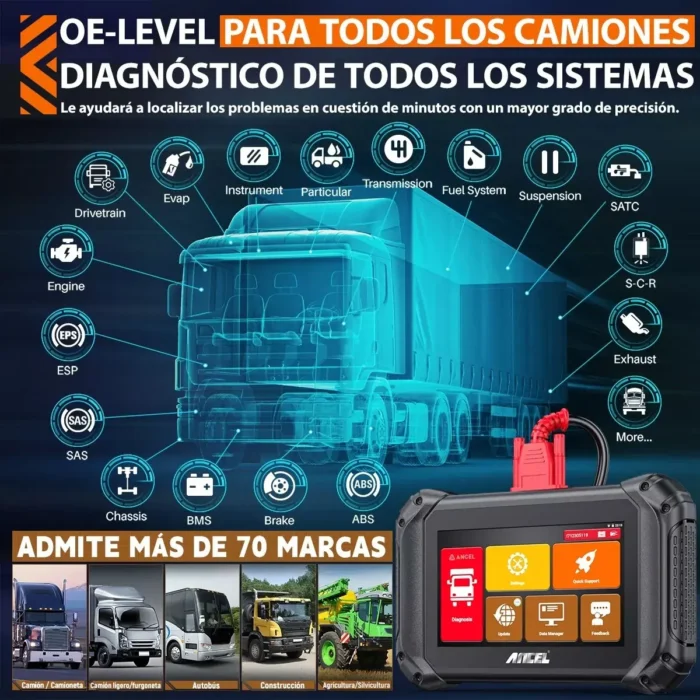 Escáner automotriz Ancel V5 HD diagnóstico camiones y maquinaria pesada