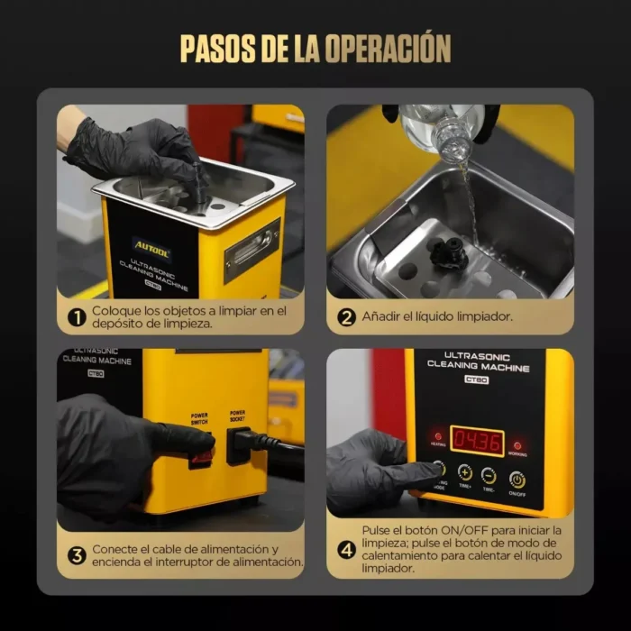 Máquina limpiadora de ultrasonido digital AUTOOL CT80 de 2 litros con calentador y accesorios.