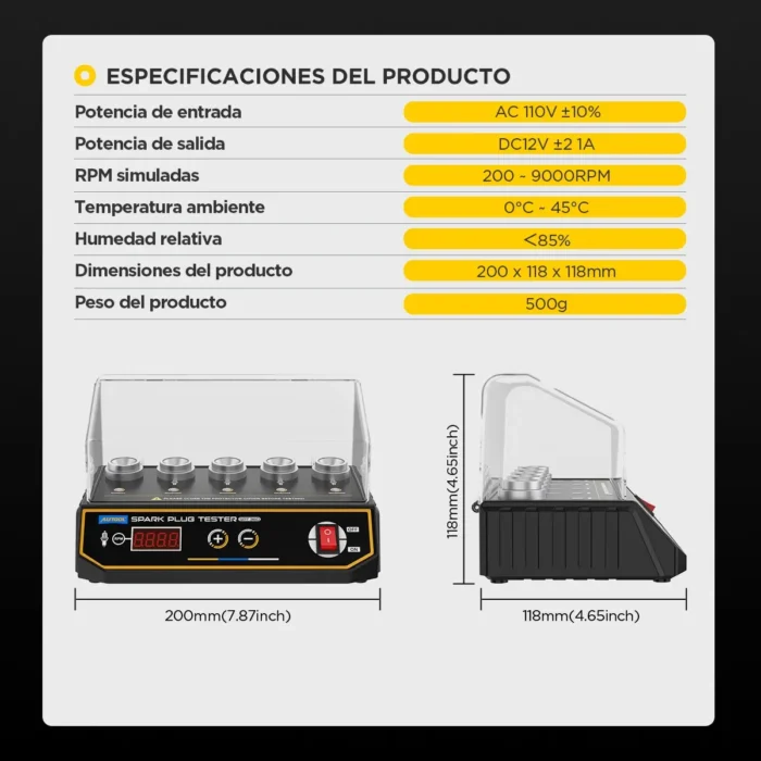 Probador de Bujías Automotriz AUTOOL SPT360 - 5 Agujeros (12V) - Imagen 3