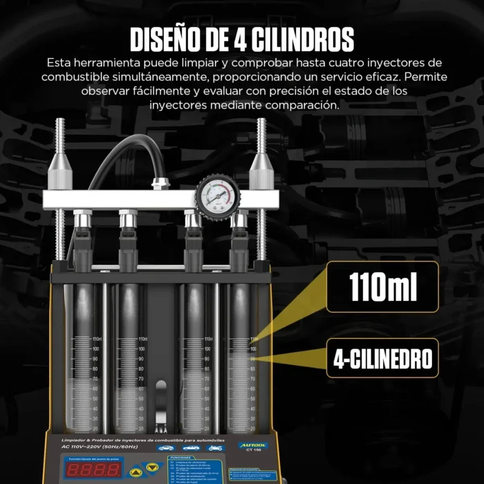 Maquina de Inyectores Autool 4 Cilindros con Tina de Ultrasonido - Imagen 4