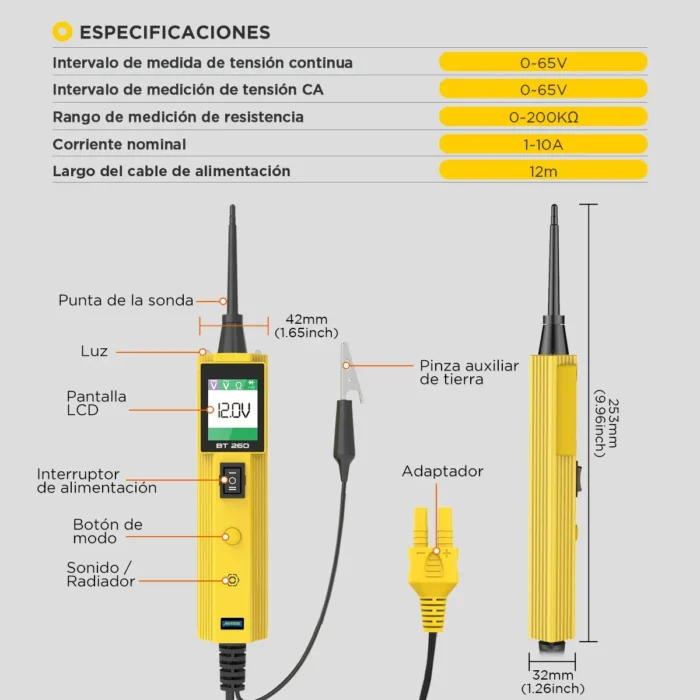 Punta Lógica Automotriz AUTOOL BT260 - Imagen 10