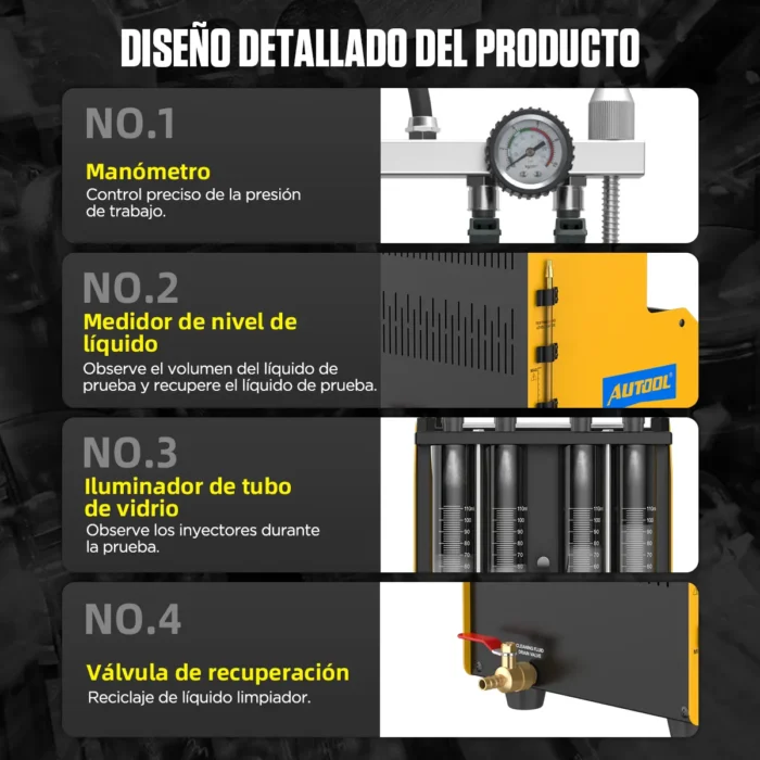 Maquina de Inyectores Autool 4 Cilindros con Tina de Ultrasonido - Imagen 10