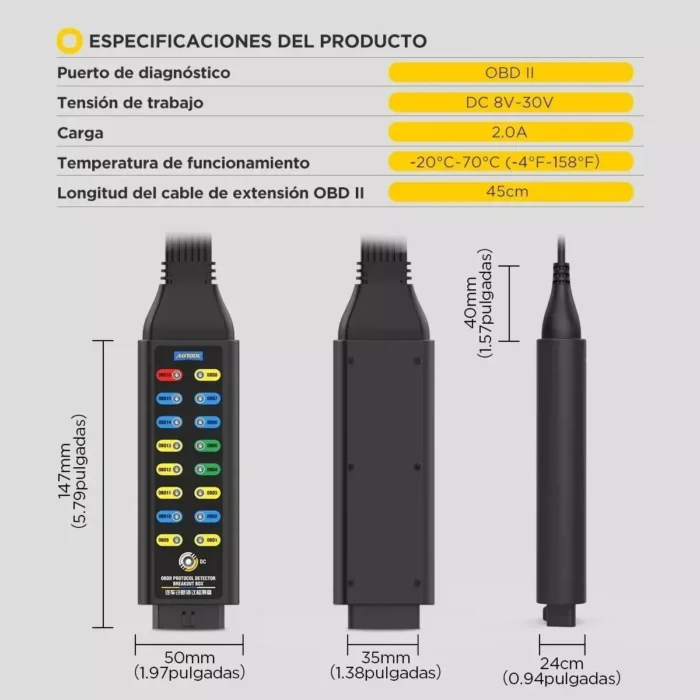 Caja Breakout Box OBD2 Autool - Detector de Protocolos - Imagen 6