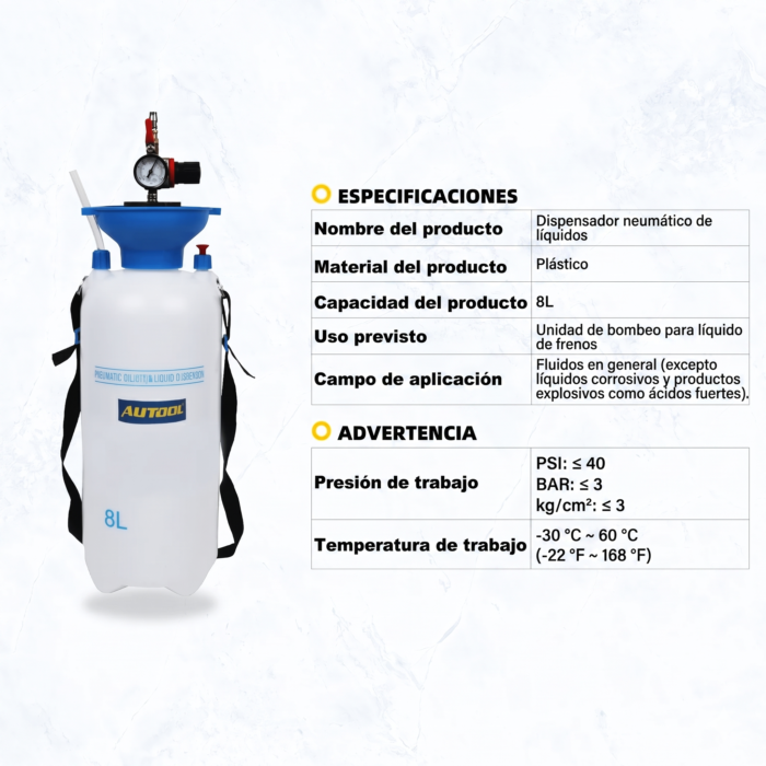 Dispensador/Extractor Neumático de Fluidos de 8 Litros - Imagen 4