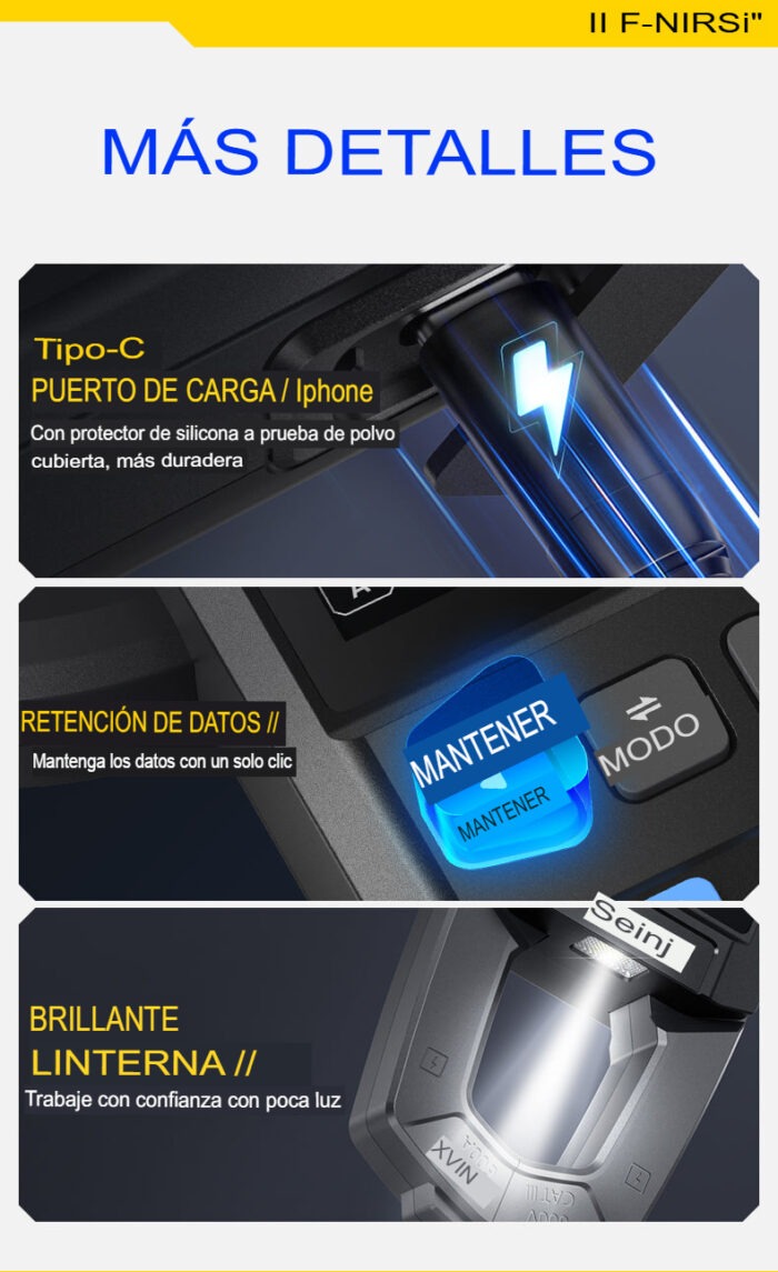 Pinza amperimétrica digital inteligente FNIRSI DMC-100 de 600A con pantalla a color, puntas de prueba y termopar.