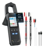 Pinza amperimétrica digital inteligente FNIRSI DMC-100 de 600A con pantalla a color, puntas de prueba y termopar.