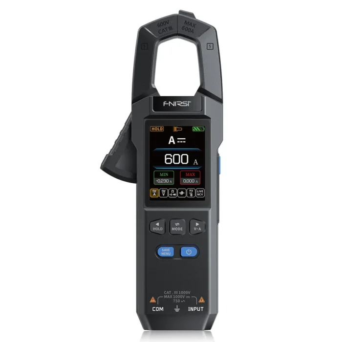 inza amperimétrica digital inteligente FNIRSI DMC-100 de 600A con pantalla a color, puntas de prueba y termopar