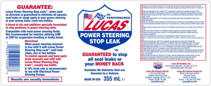 Sellador de Fugas Dirección Hidráulica Lucas Oil 12 oz (355ml) - Imagen 3