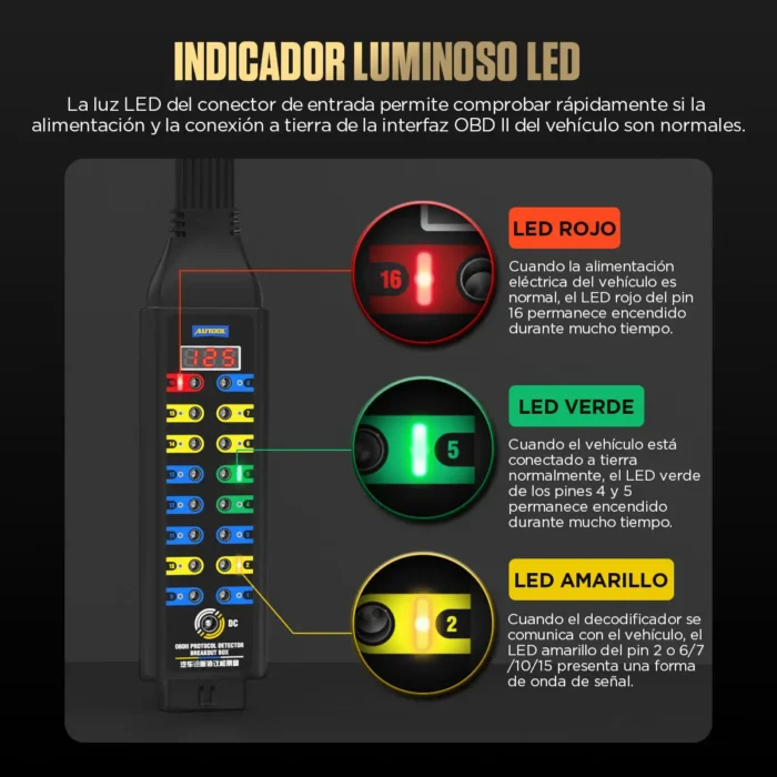 Punta Lógica AUTOOL BT160 y Probador de Circuitos Automotrices 6-24V con cable largo y pinzas.