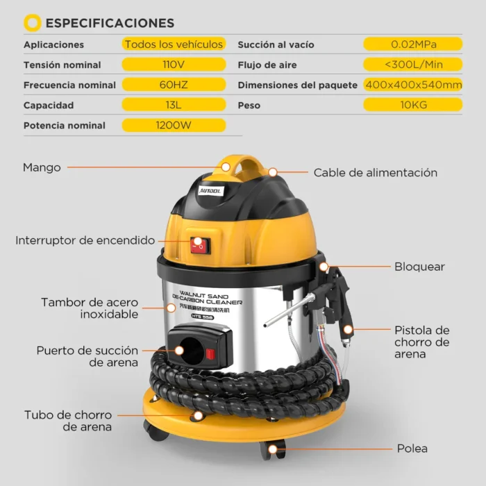 Descarbonizadora por Arena de Nogal AUTOOL HTS 558 - Imagen 11