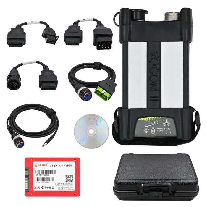Kit completo del escáner Vocom II 88890400 para diagnóstico diésel nivel concesionario de camiones y maquinaria Volvo, Mack y Renault.