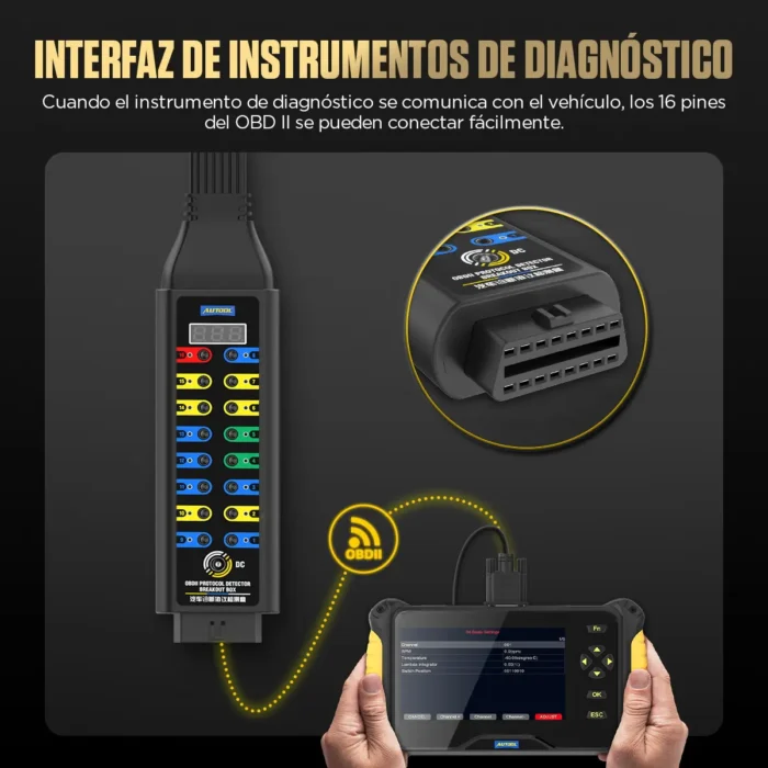 Punta Lógica AUTOOL BT160 y Probador de Circuitos Automotrices 6-24V con cable largo y pinzas.