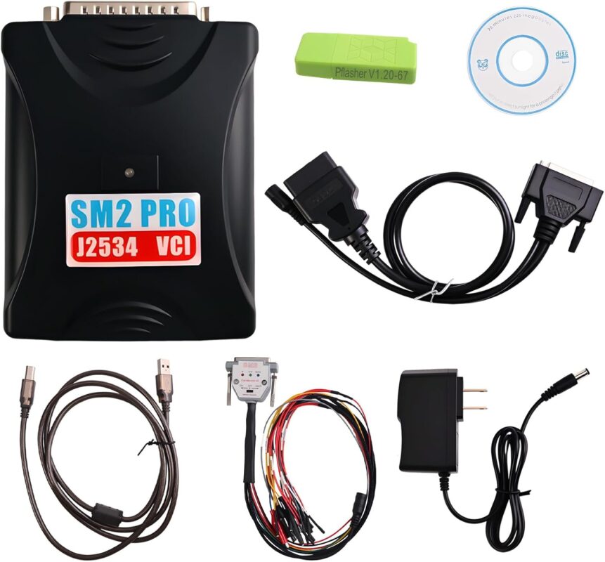 Kit completo de programador ECU SM2 PRO J2534 VCI con dongle 67 en 1 y cableado Bench.