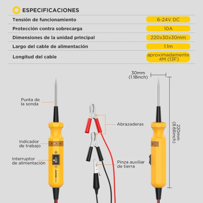 Punta Lógica Automotriz Probador Circuitos Autool Bt160 - Imagen 9