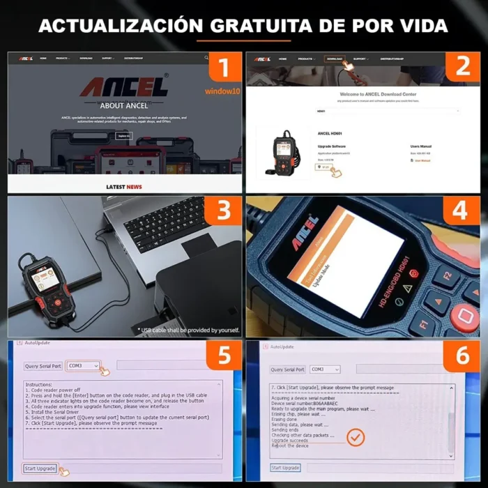 Escáner Automotriz Diésel para Camiones Pesados Ancel HD601 - Imagen 6