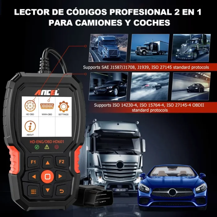 Escáner Automotriz Diésel para Camiones Pesados Ancel HD601 - Imagen 3