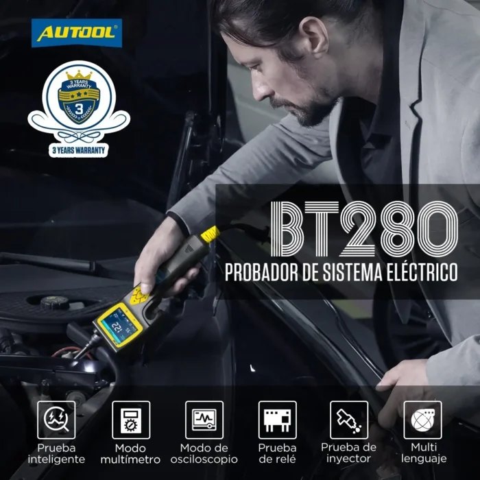 Probador de Circuitos Automotriz AUTOOL BT280 Osciloscopio - Imagen 3