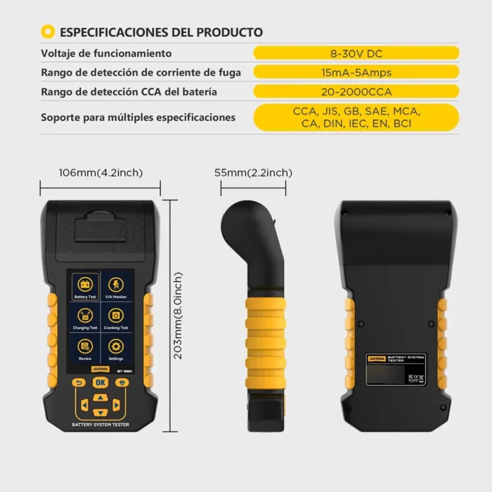 Autool bt880 tester bateria
