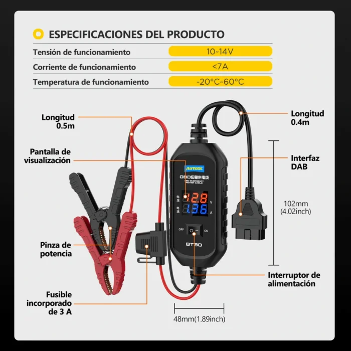 Cable Salvamemorias OBD2 AUTOOL BT30 - Imagen 8