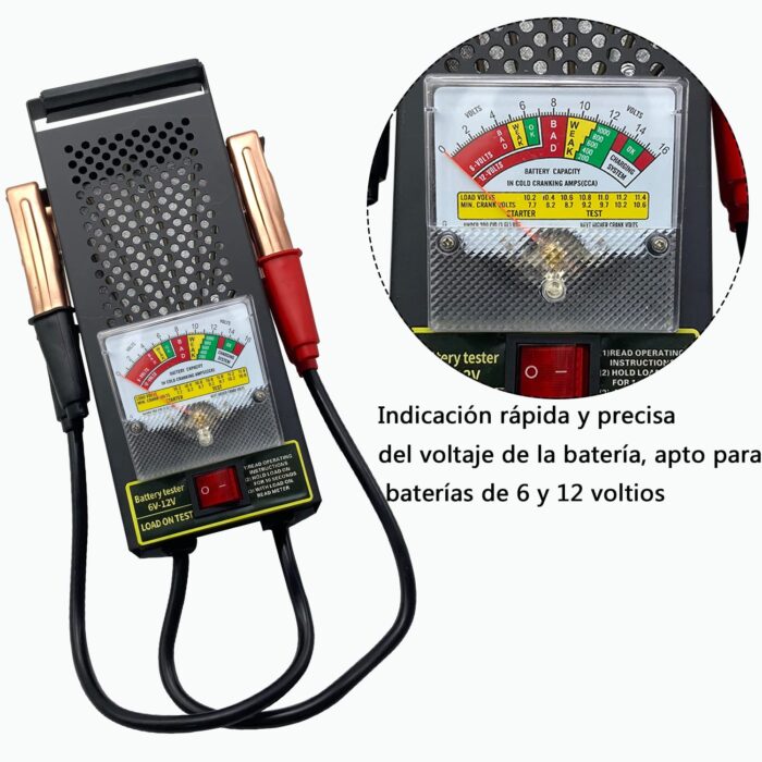 Probador de Baterías Analógico con Carga 6V 12V - Imagen 3