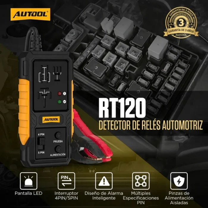 Probador de Relés Automotriz AUTOOL 12V | 4 y 5 Pines - Imagen 3